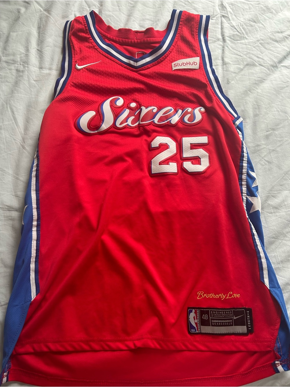 Nike Red Basketball Jersey with Blue & White Trim